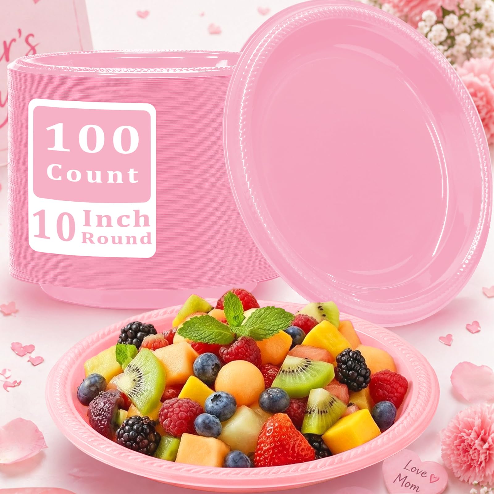 50 Pcs Black Plastic Plates, 10 Inch Black Plates, Black Party Plates Disposable for Birthday Weddings Fathers Day World Cup