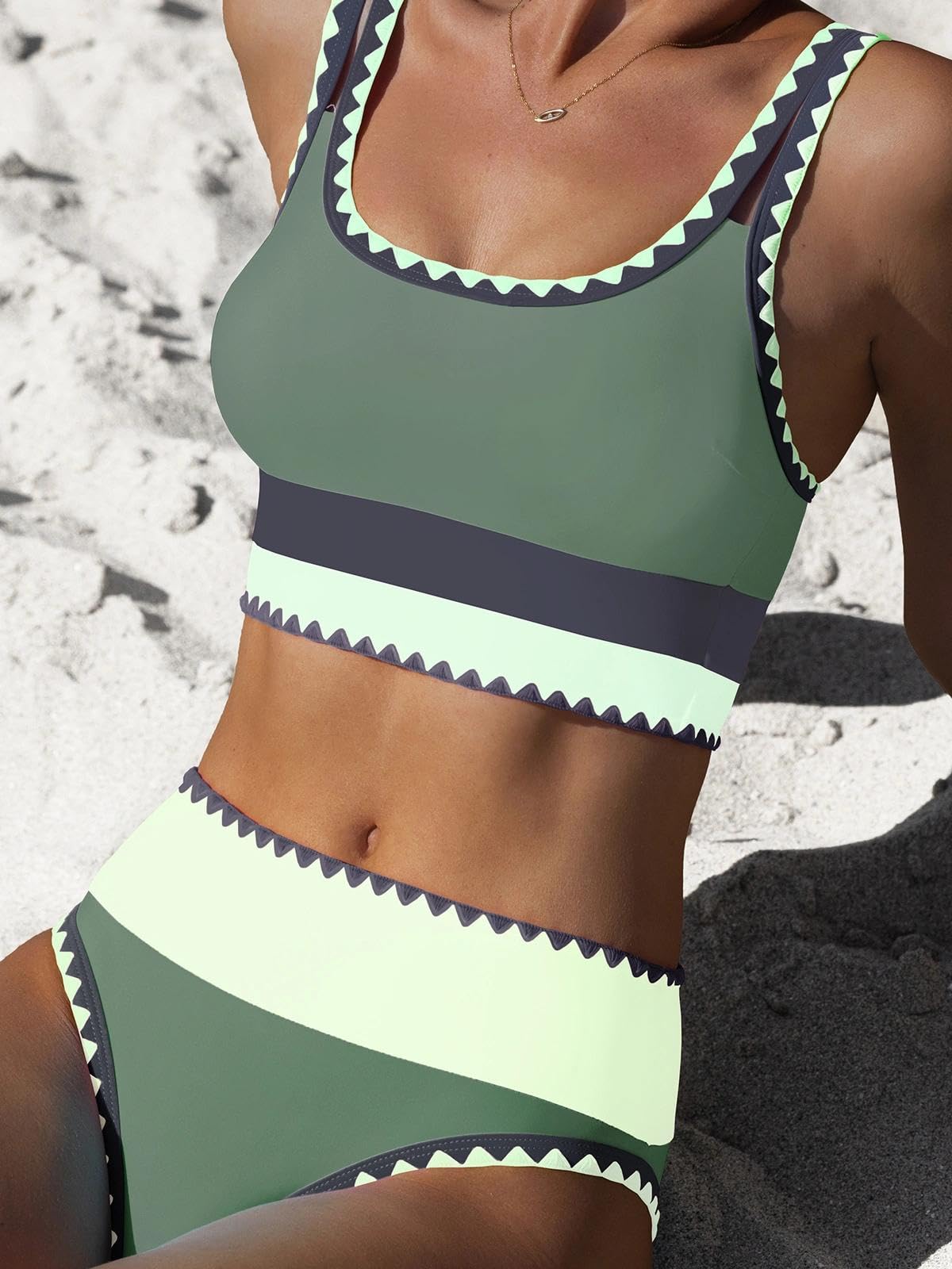 popvil High Waisted Bikini Sets for Women Tummy Control Swimsuits 3 Piece Bathing Suits Neon Swimwear with Skirt 2026