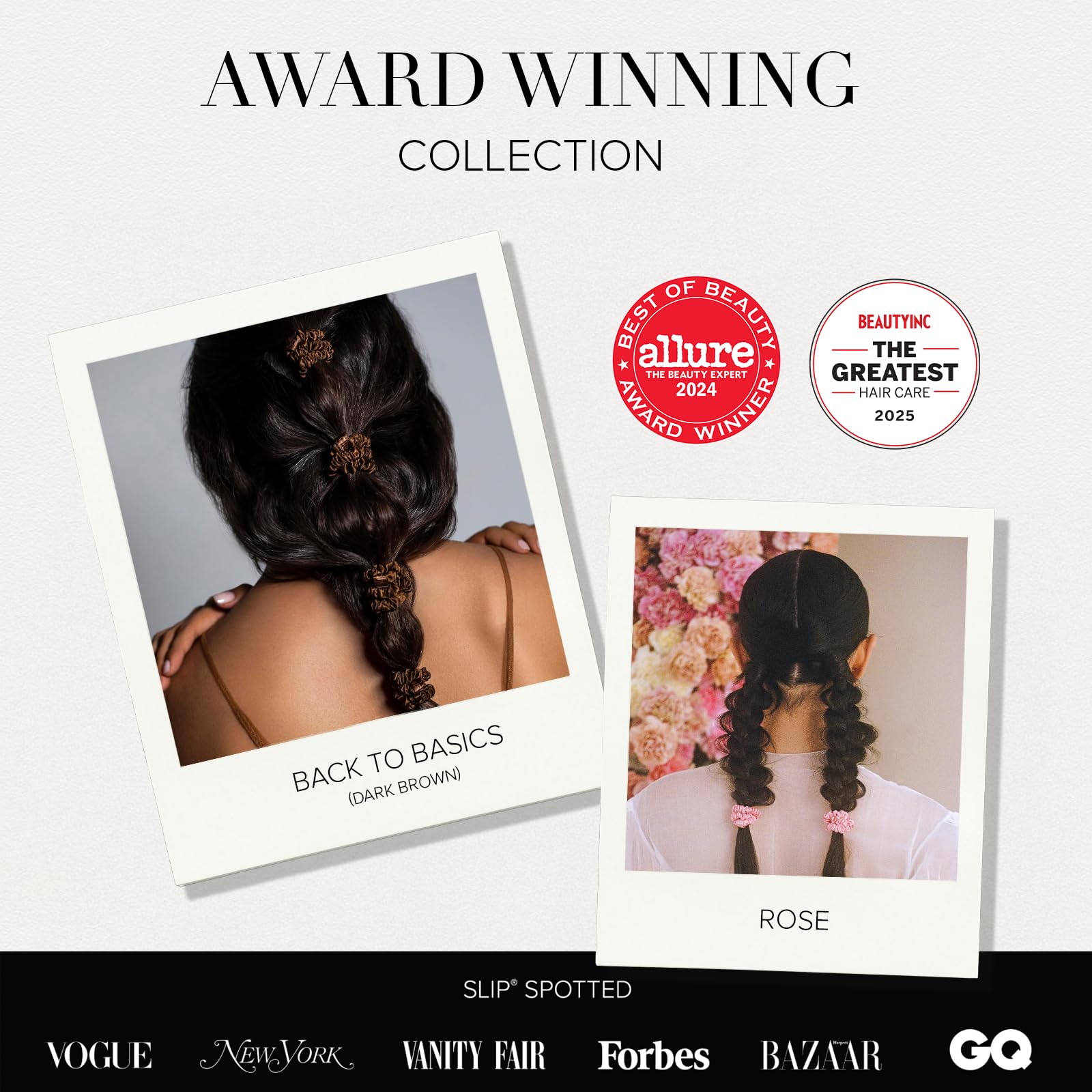 Slip Silk Hair Ties — Skinny Silk Auburn Scrunchies, No Damage, No Crease, Anti-Breakage |100% Mulberry Silk | All Hair Types | Made with Proprietary Slipsilk™ | Set of 4