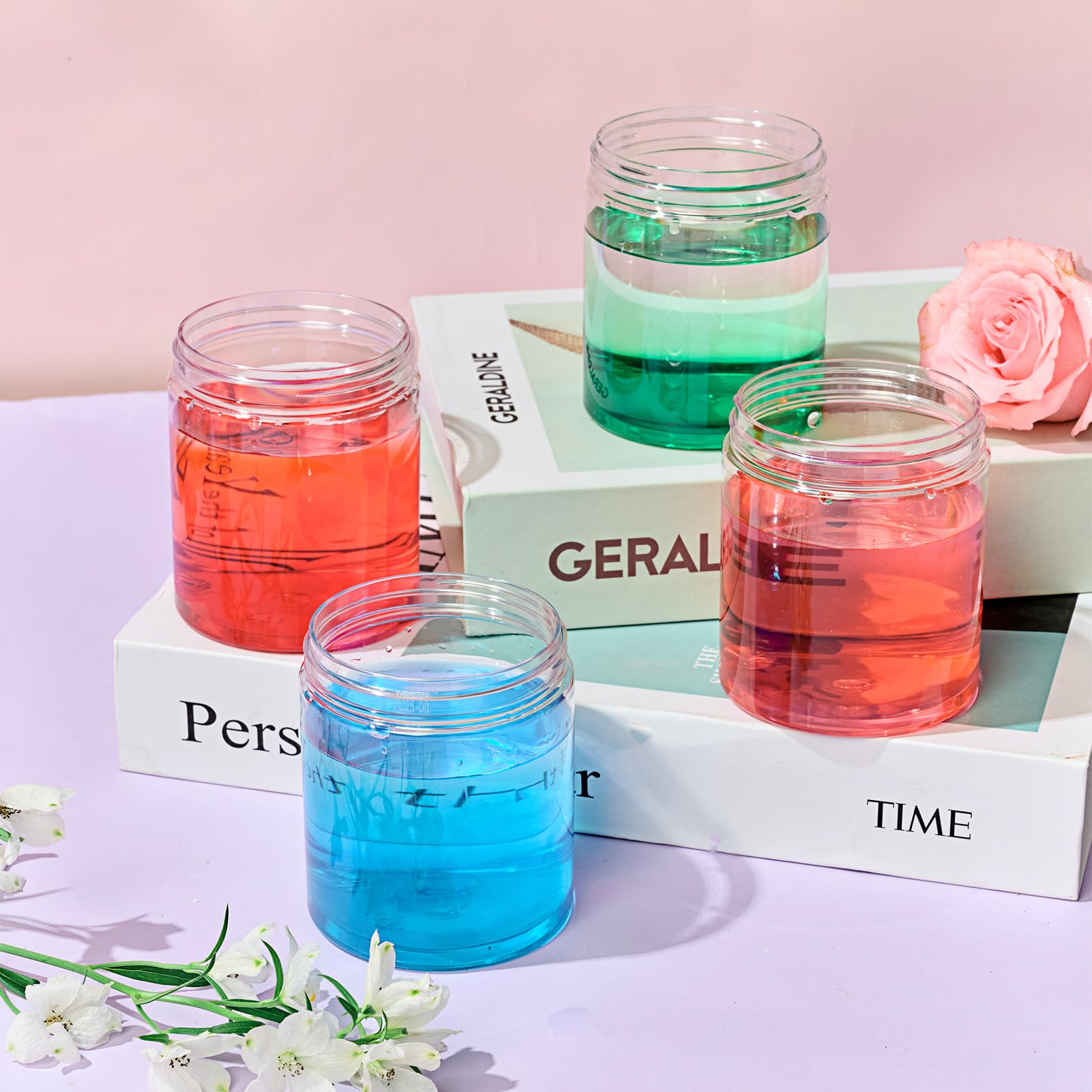 Eternal Moment 36 Pack 1 OZ Plastic Jars Round Clear Cosmetic Container Jars with Lids, Perfect for Lotion, Cream, Ointments, Makeup, Eye Shadow, Rhinestone, Samples, Pot, Travel Storage