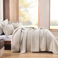 Grassix Linen Quilt Set Queen Size 3-Piece, 100% Linen Front & Cotton Back, Prewashed Diamond Stitch Bedspread with 2 Shams, Lightweight Breathable Quilt for Hot Sleepers, Modern Farmhouse Bedding