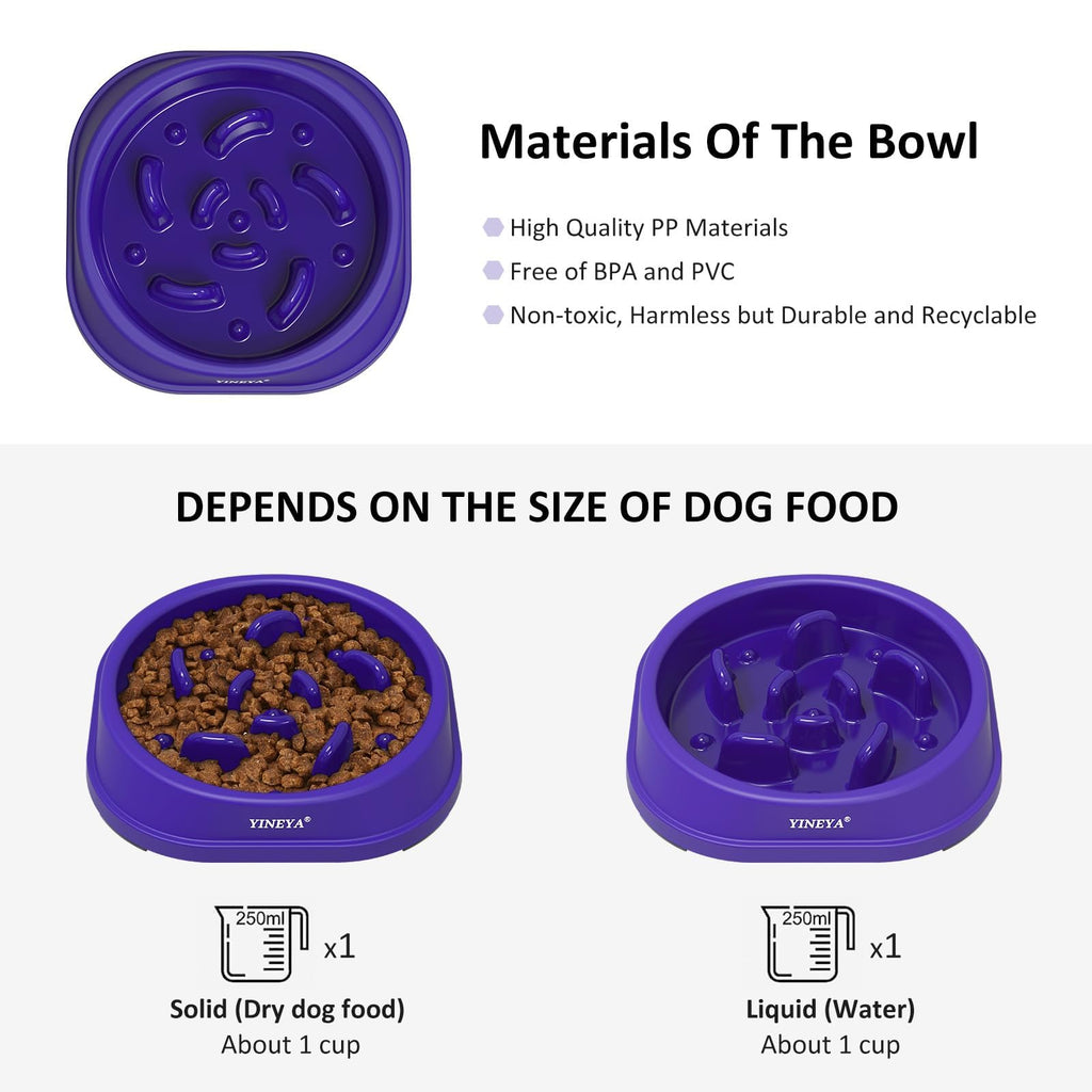 YINEYA 2PCS Anti-Choking Slow Feeder Dog Bowls Small Size Dog, Slow Feeder Cat Bowl, Supplies and Puzzle for Pet