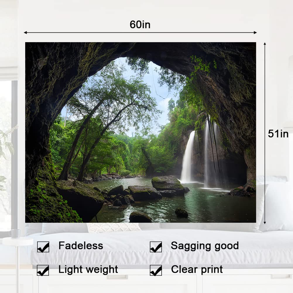 Llamazing Forest Landscape Home Decor - Living Room & Bedroom Magic Tapestry (Sunlight&Creek, 60''L51''W)