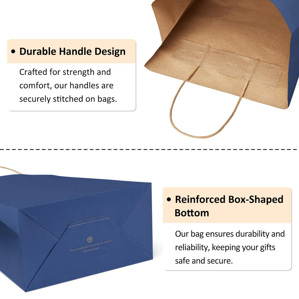 BagDream Gift Bags 100Pcs 5.25x3x8 Small Kraft Paper Gift Bags with Handles Bulk, Black Paper Sacks for Small Business, Retail, Merchandise, Grocery, Wedding Birthday Party favor