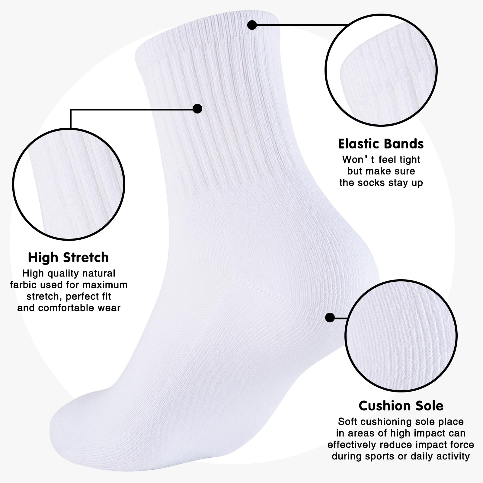 Monxiery Womens Cotton Cushioned Ankle Socks, Athletic Quarter Mini Crew Socks.