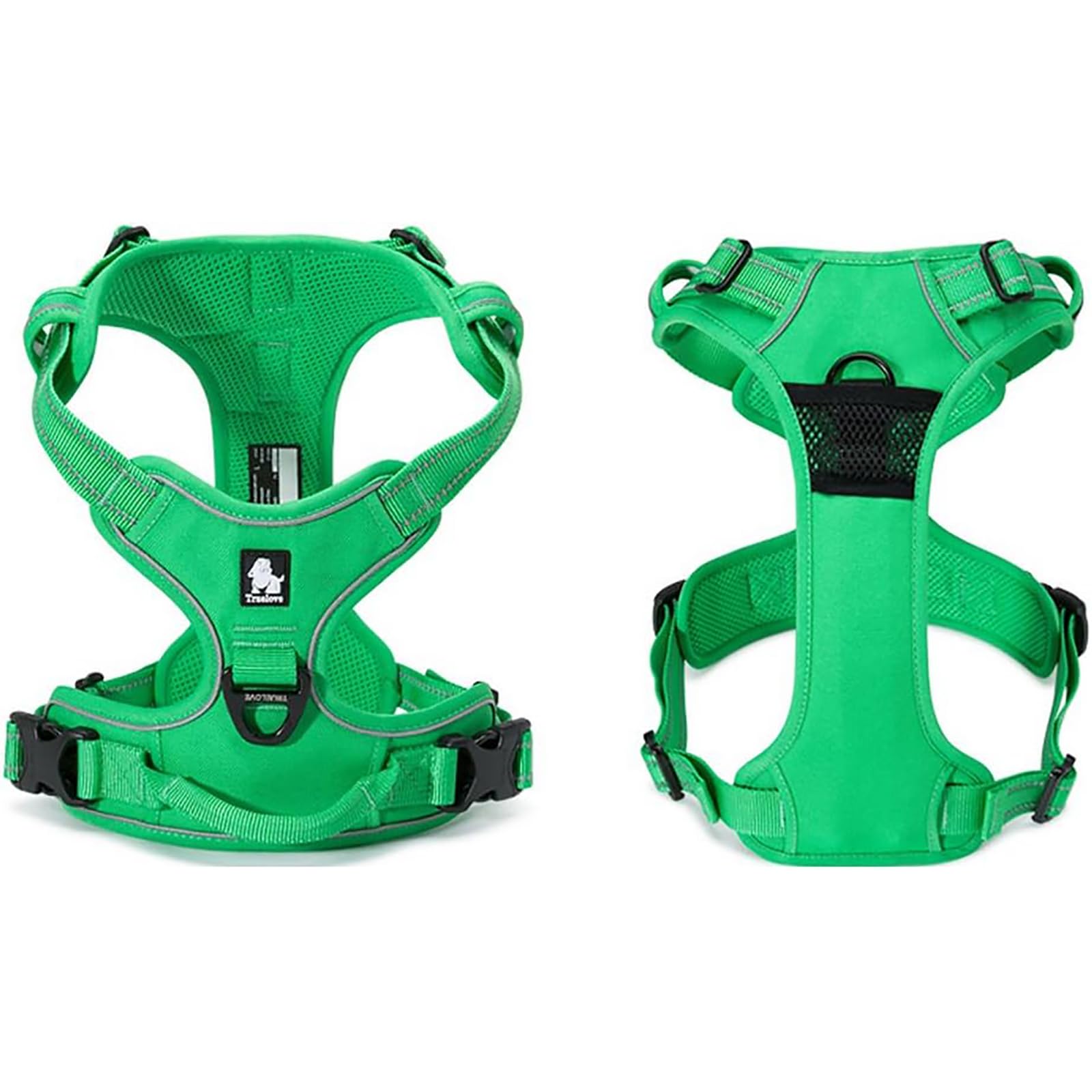 TRUE LOVE Adjustable No-Pull Dog Harness Reflective Pup Vest Harnesses Comfortable Control Brilliant Colors TLH5651(Black,XS)