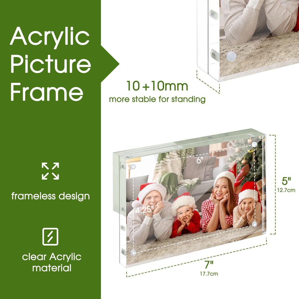 SYNTRIFIC 10 PACK Magnetic Picture Frame,8X10 Acrylic Frame Double Sided Picture Frame,20mm Thickness Magnetic Premium Acrylic Picture Frames Gifts Ideal