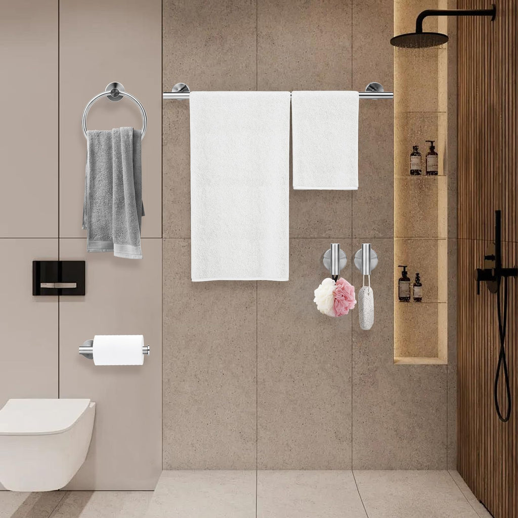 Brushed Gold Bathroom Hardware Accessories Set 5 Piece, Stainless Steel Bath Towel Bar Set 24 Inch,Toilet Paper Holder,Towel Ring Holder,Towel Rack Set,Gold Bathroom Accessories Kit