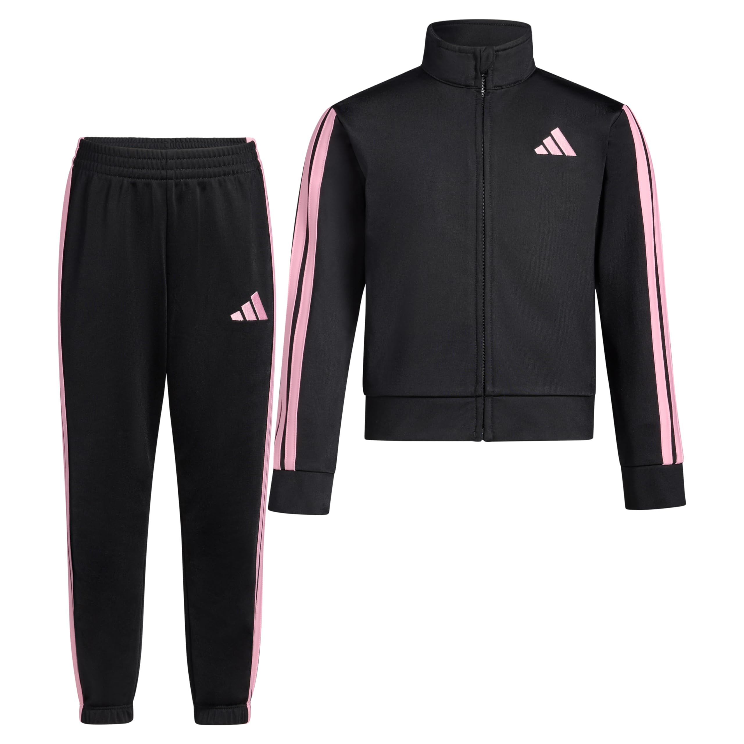 adidas Little Girl's Zip Front Classic Tricot Jacket and Joggers Set