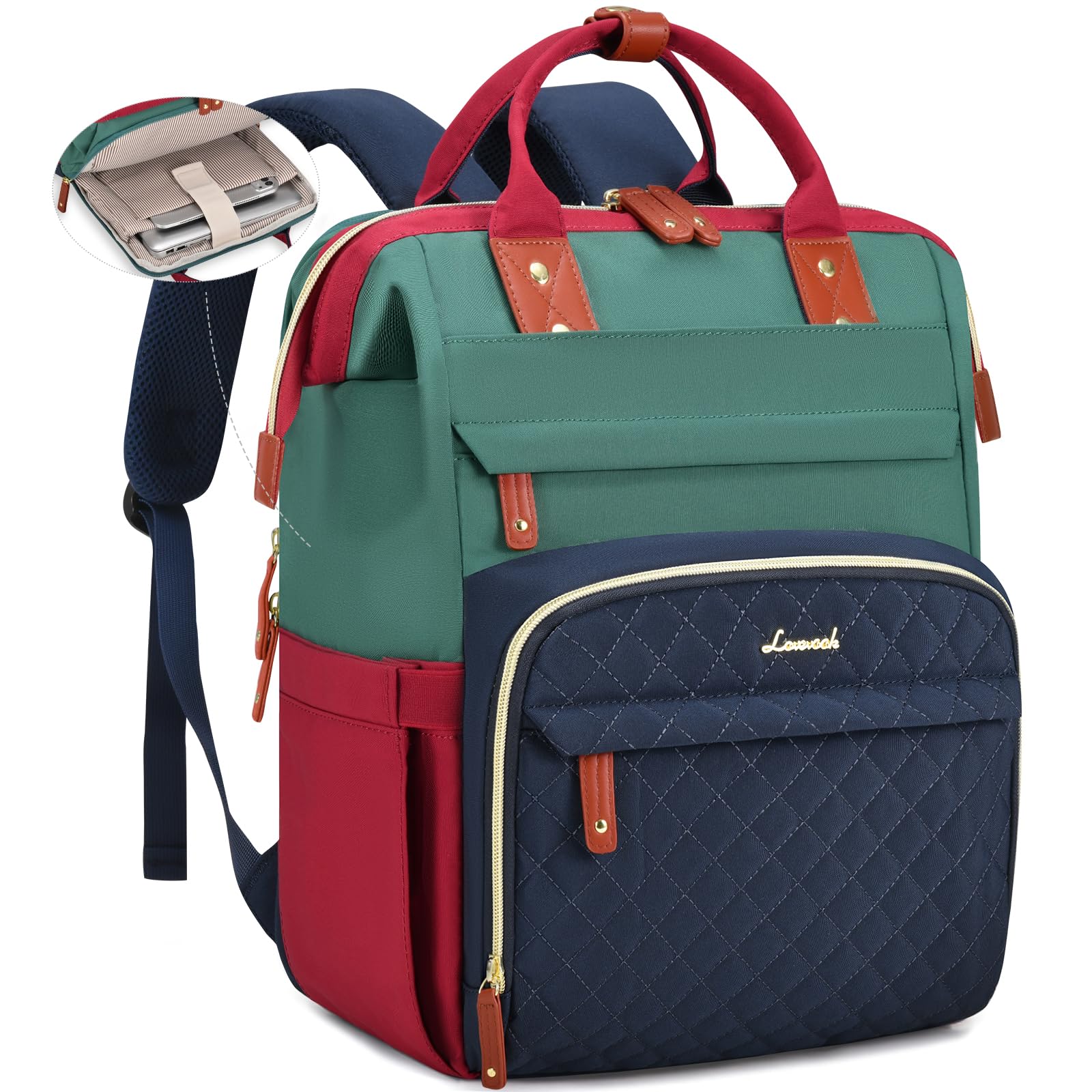LOVEVOOK Laptop Backpack for Women, 15.6 inch Waterproof Nurse Bag Teacher Work Backpack Purse for Women, Travel Computer Backpack for College Office Business Ladies