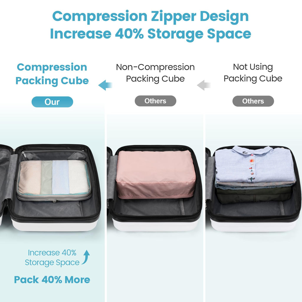 Cambond Compression Packing Cubes for Travel - Lightweight Expandable Travel Bags Luggage Organizers Travel Essentials Compression Cubes for Travel Space Saver for Carry on Suitcases Organizer