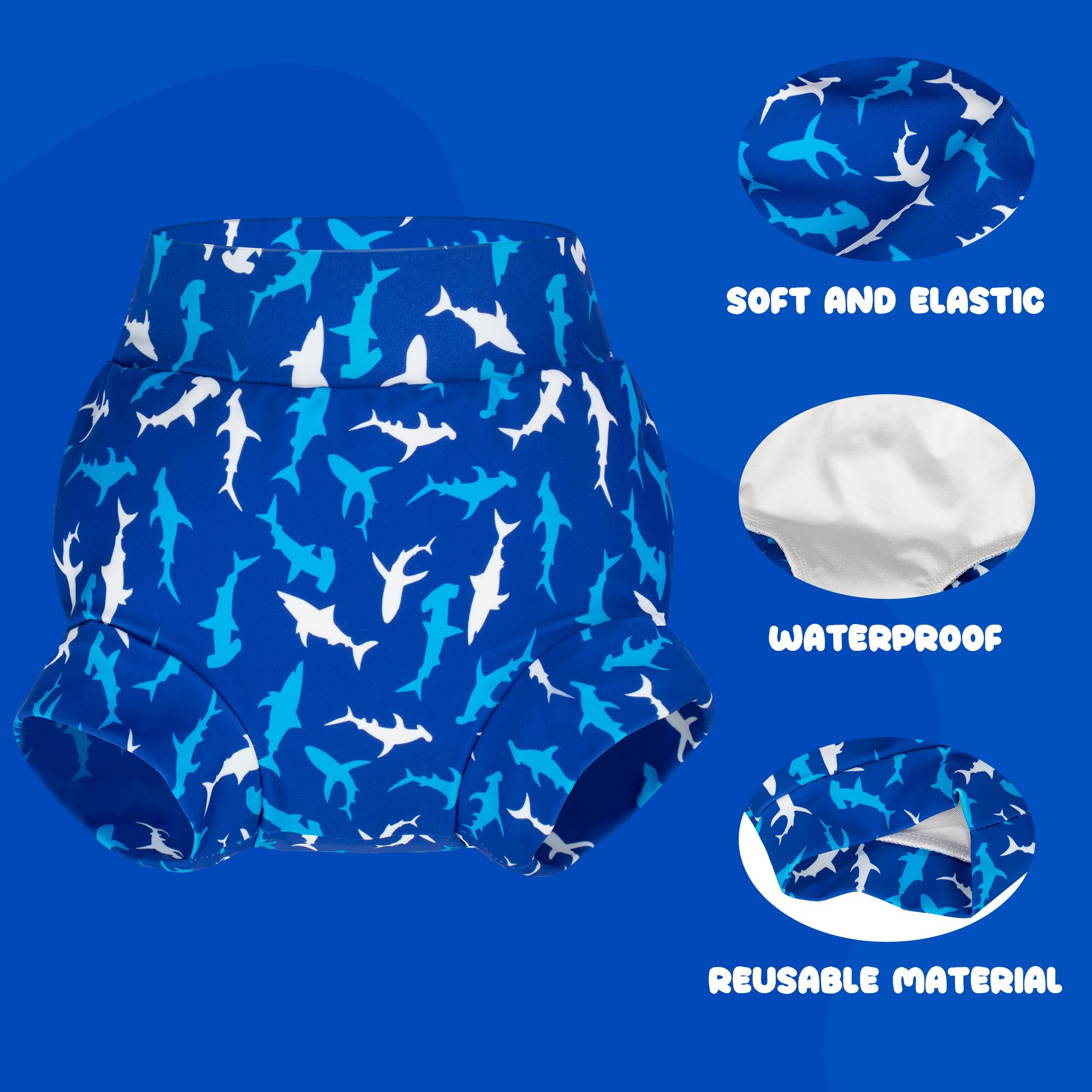 BIG ELEPHANT Baby Swim Diapers 3pcs, Reusable Adjustable Washable Waterproof Swimming Diaper for Boy's and Girl's 6Months - 5 Years