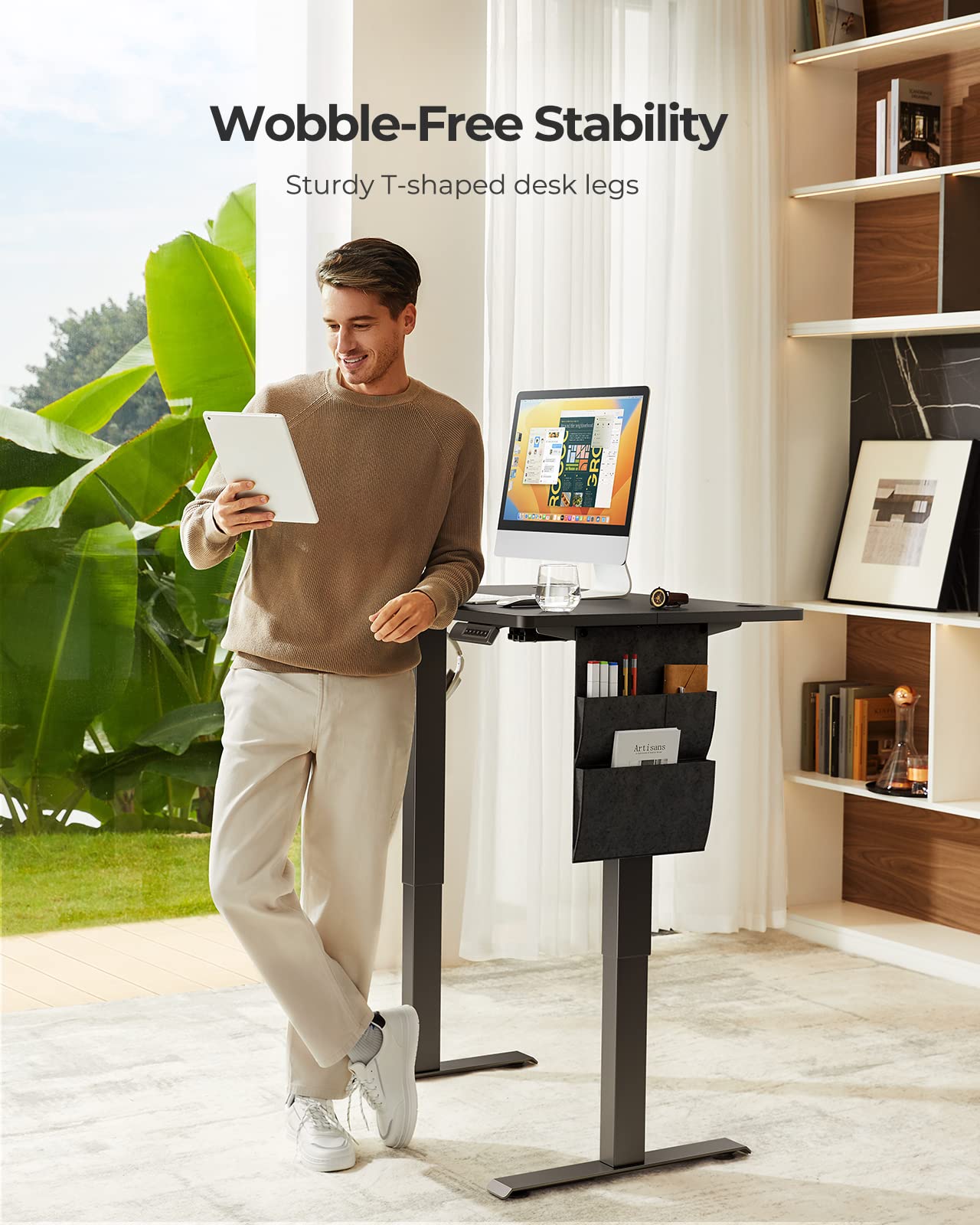 Marsail Standing Desk,Home Office Adjustable Heights Desk,Stand Up Desk,63x24 Inches Desktop Sit Stand Gaming Computer Desk for Study,Writing with 4 Memory Presets,Headphone Hook,Cable Organizer