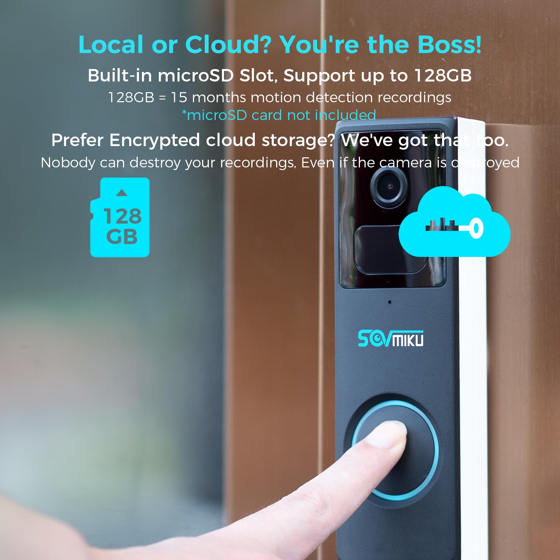 SOVMIKU Vicohome DB3 2K Smart Video Doorbell with Chime, Home Security Battery Camera Wireless, Audible Alarm, Easy to Setup, Human Detection,Two Way Audio, 2.4GHz Wi-Fi, No SD Slot
