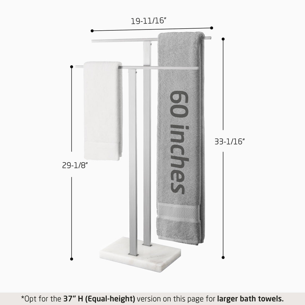 KES Standing Towel Rack with Black Natural Marble Base, 2-Tier Towel Rack Stand for Bathroom Floor, Bath Towel Holder Fits Bath Towel & Hand Towel,18/8 Stainless Steel, BTH217-BBK