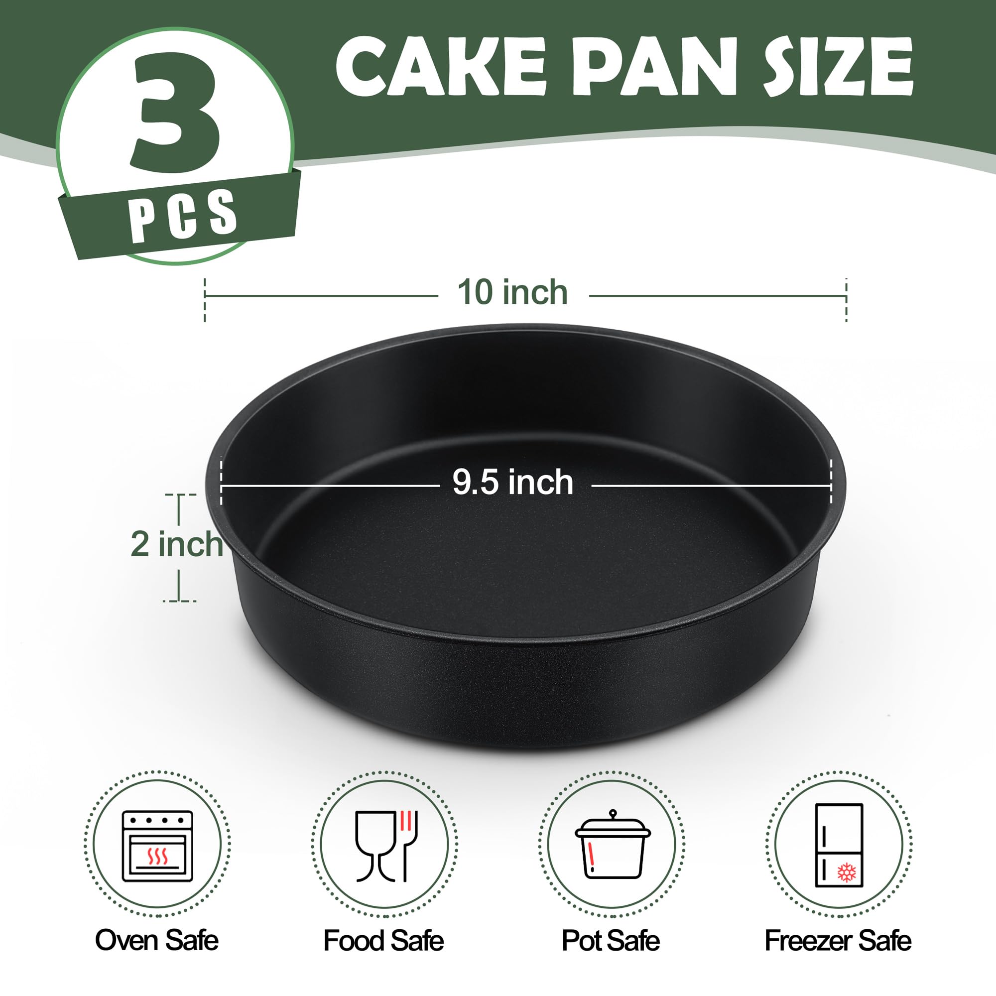 E-far 4 Inch Cake Pan Set of 3, Nonstick Stainless Steel Mini Round Cake Pans Tin, Small Size for Baking Smash Cakes/Cheesecake, Stainless Steel Core & Non-toxic Coating, Straight Side & 2 Inch Deep