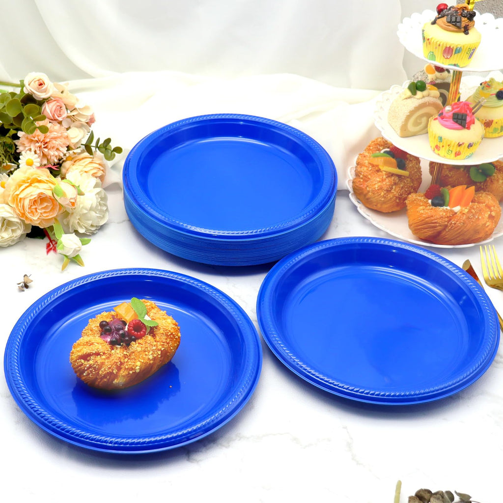 50 Pcs Black Plastic Plates, 10 Inch Black Plates, Black Party Plates Disposable for Birthday Weddings Fathers Day World Cup