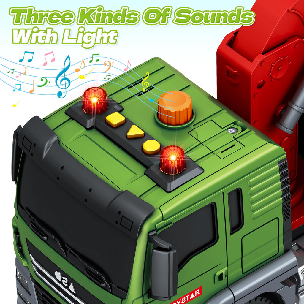 Bstoyder Kids Toys for 3 4 5 6 7 8 Years Old Boys, 15" Crane Truck Toy with Lights, Sounds, Toddler Friction Powered Truck Vehicle Toy for Boys Girls Birthday Gifts