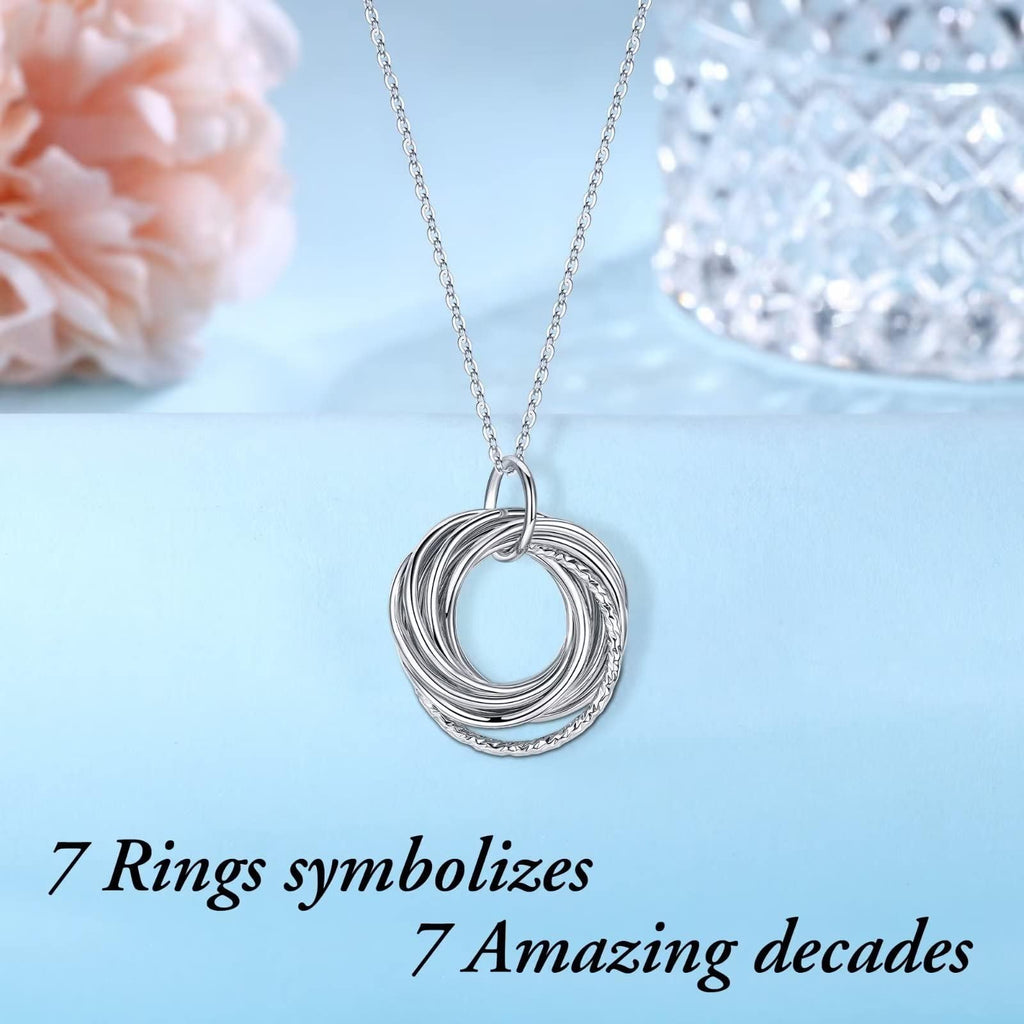 IEFLIFE Birthday Gifts for Women, Sterling Silver Chain Birthday Necklaces, 40th 50th 60th 70th 80th 90th Birthday Necklace, 40 50 60 70 80 90 Years Old Birthday Gifts, 4 5 6 7 8 9 Decade Birthday Jewelry for Women