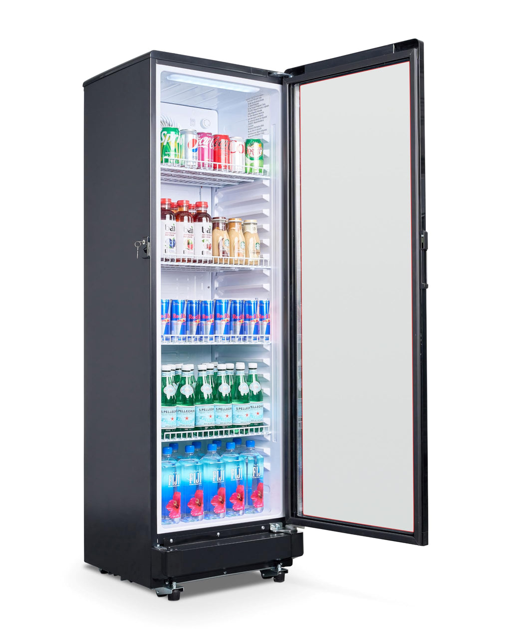 PremiumLevella PRF37DX Glass Door Display Refrigerator 3.1 cu ft Commercial Beverage Cooler Merchandiser - Black