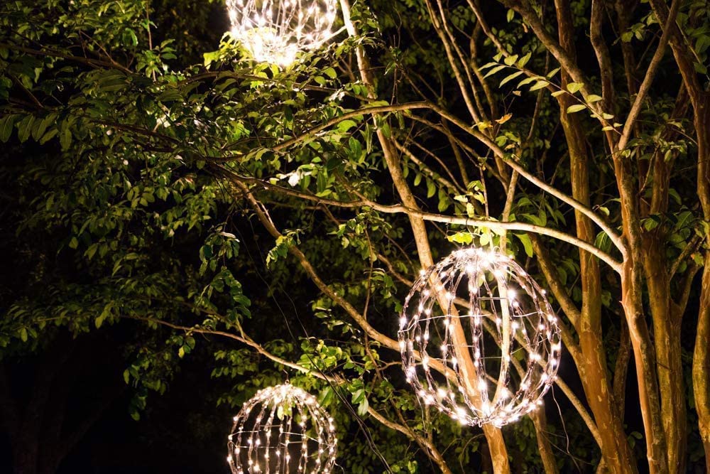 Elf Logic 3 Pack 12” Outdoor/Indoor LED Christmas Light Balls. Durable, Waterproof, Long-Lasting, Lightweight Bright Light Ball. Warm LED Lights for Holiday Decor, Patio, Wedding Decor