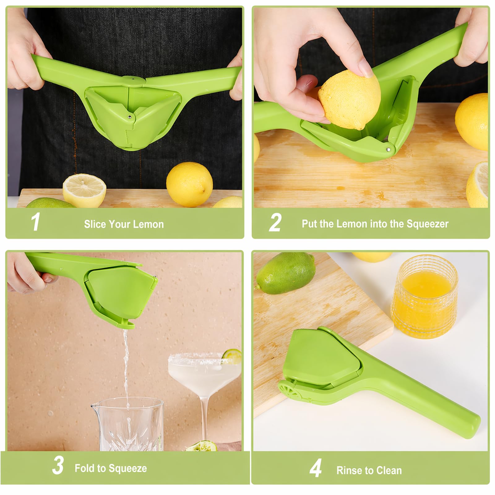 Lemon Squeezer, Effortless Manual Flat Lime Juicer Hand Press | Easy to Make Juice From Lemon, Lime, Citrus, Orange, Fruits, Folds Design For Saving Space Storage