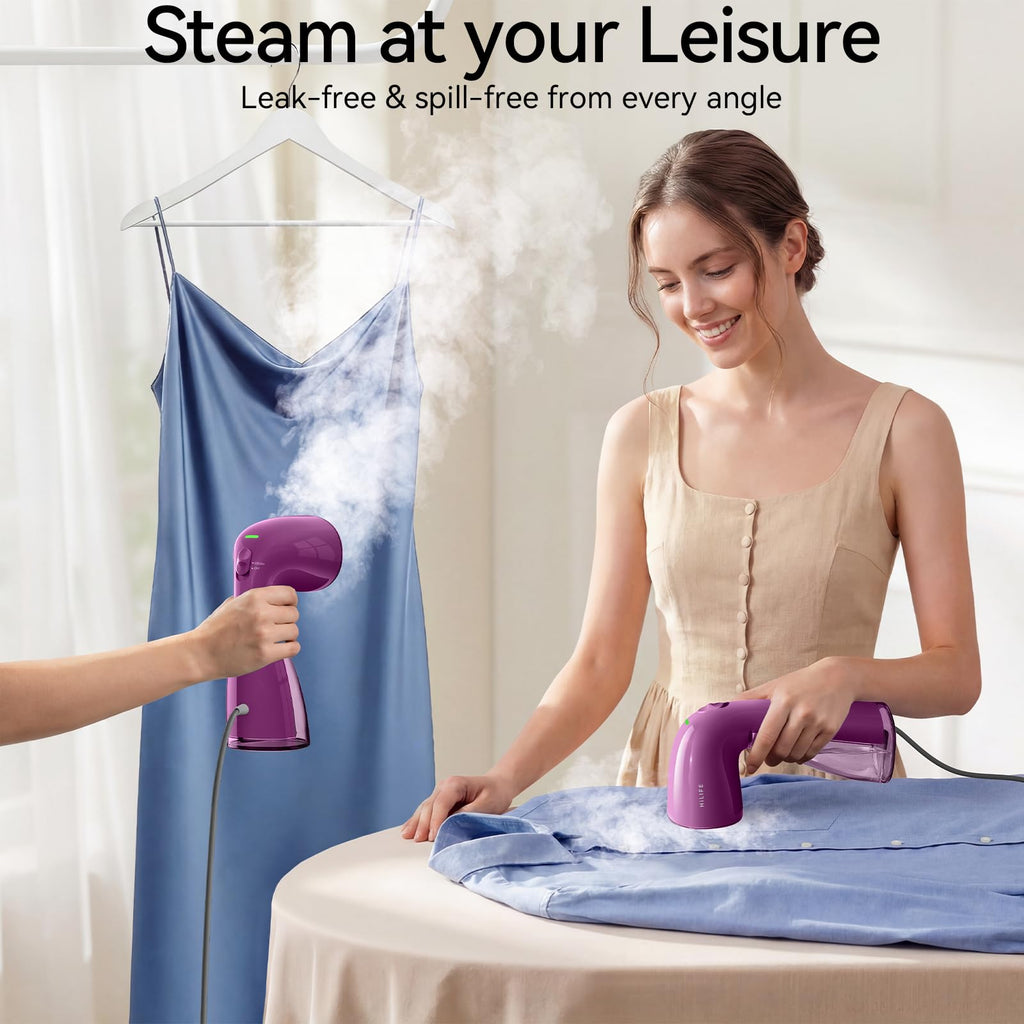 HiLIFE Steamer for Clothes, Portable Handheld Design, 240ml Big Capacity, 700W, Strong Penetrating Steam, Removes Wrinkle, for Home, Office and Travel(ONLY FOR 120V) (Olive Green)