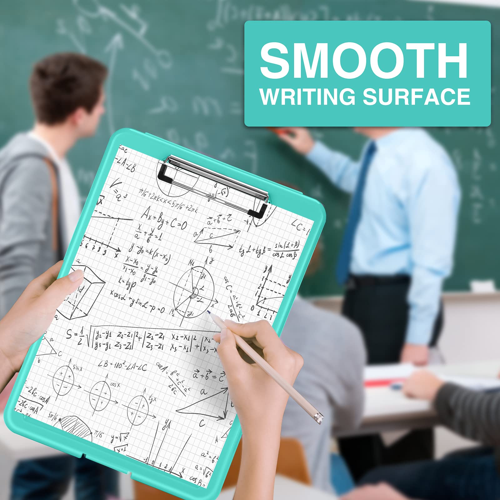 Sooez Clipboard with Storage, Plastic Storage Clipboards with Low Profile Clip, Nursing Clip Boards Foldable, Hanging Clipboard Case for Work, Teacher, Classroom Must Haves, Office School Supplies