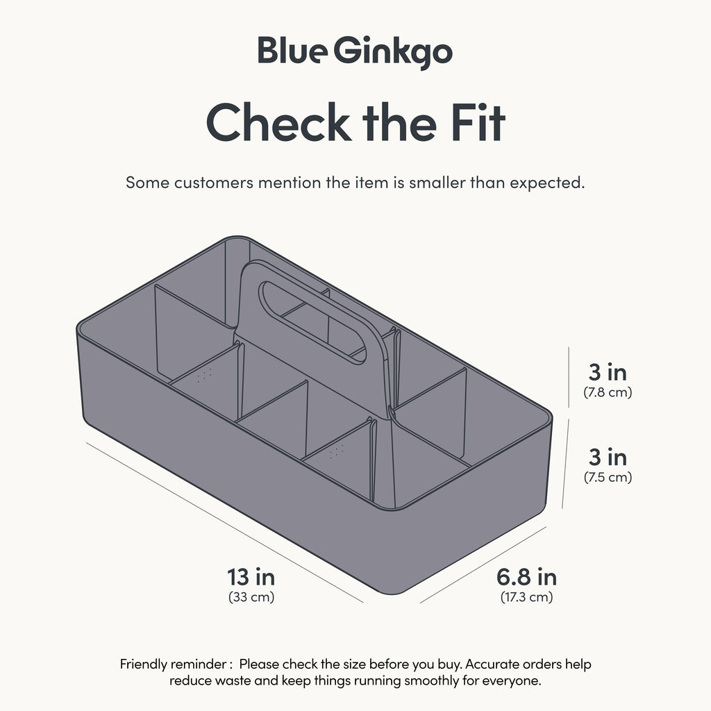 BLUE GINKGO Stackable Organizer Caddy – Korean-Made Portable Tote for Bathroom, Office, Crafts, or School Supplies (Long Rectangle, Blue)