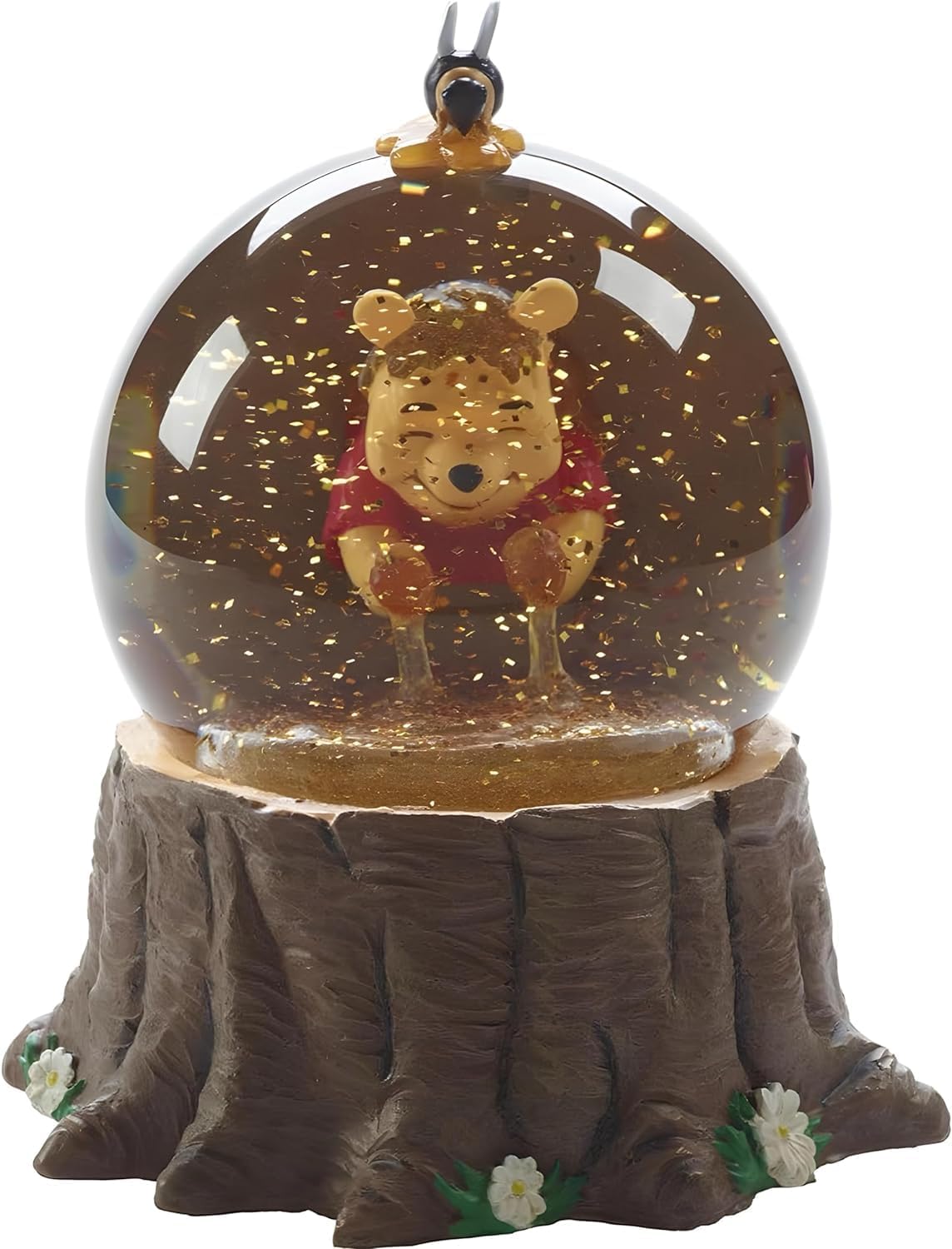 Pooh Bear Musical Snow Globe Collectible Honey Scene Figurine with Wind-Up Music Box, 5.5 Inch Resin and Glass Display Decoration, Holiday Birthday Gift for Fans and Collectors