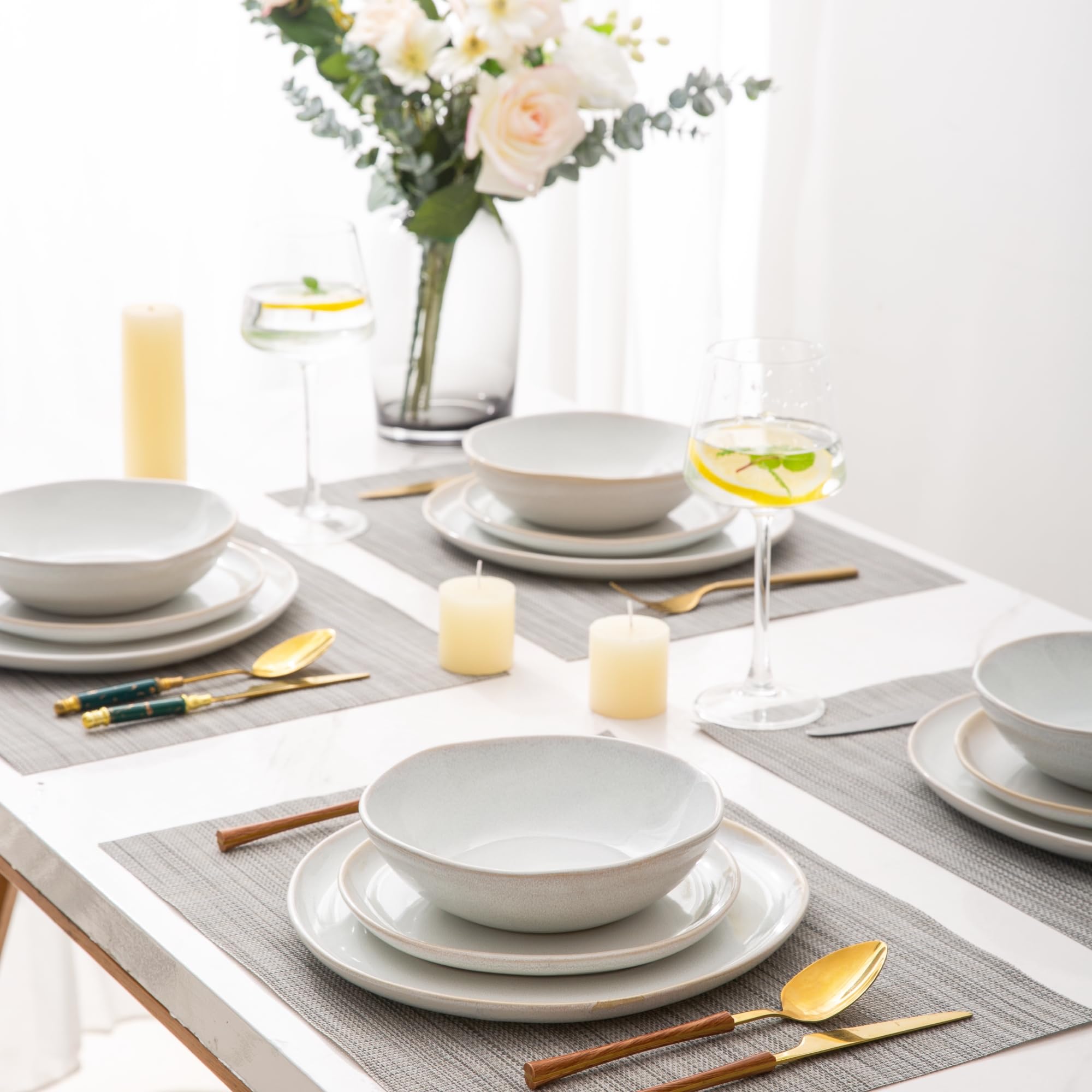 AmorArc 8.5" Ceramic Plates Set of 6 | Handmade Stoneware with Reactive Glaze for Dessert, Salad, Appetizer & Dinner | Microwave/Dishwasher Safe, Scratch Resistant