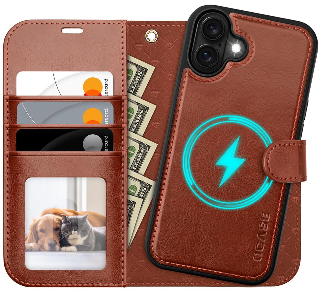 OCASE for iPhone 16 Case Detachable Wallet Case with Card Holder, 2 in 1 Pu Leather Flip Folio with RFID Blocking Stand Wrist Strap Shockproof Phone Cover 6.1 Inch 2024, Black