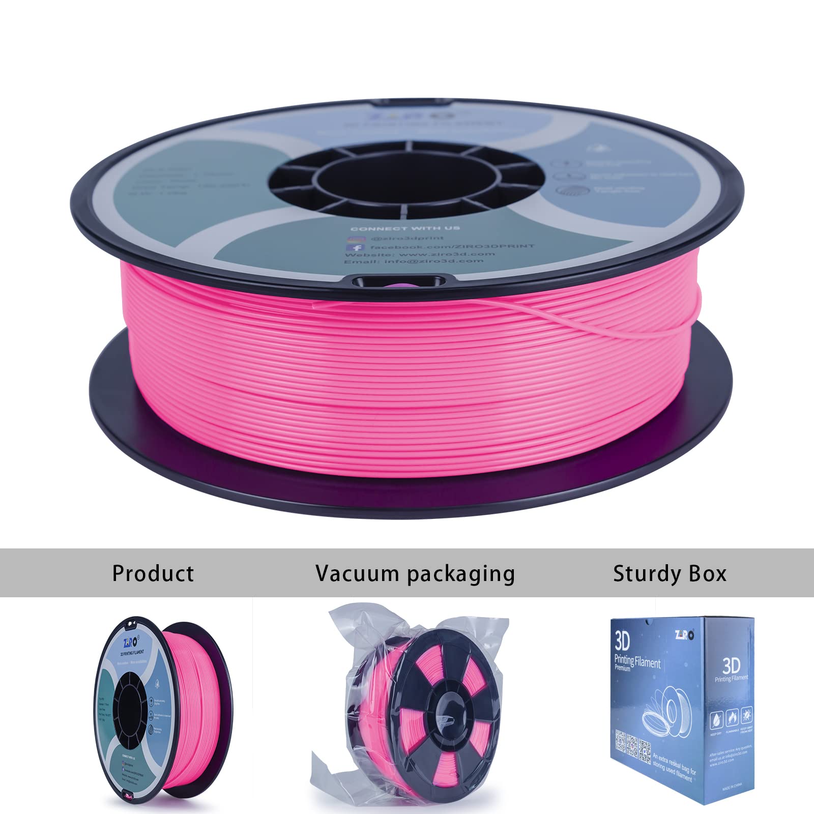 ZIRO 3D Printer Filament, PLA Filament 1.75mm, Black pla 1KG(2.2lbs), Dimensional Accuracy +/- 0.03mm, Fits Most FDM Printer AMS System,3D Printing Filament Spool Black (Plastic Reel)