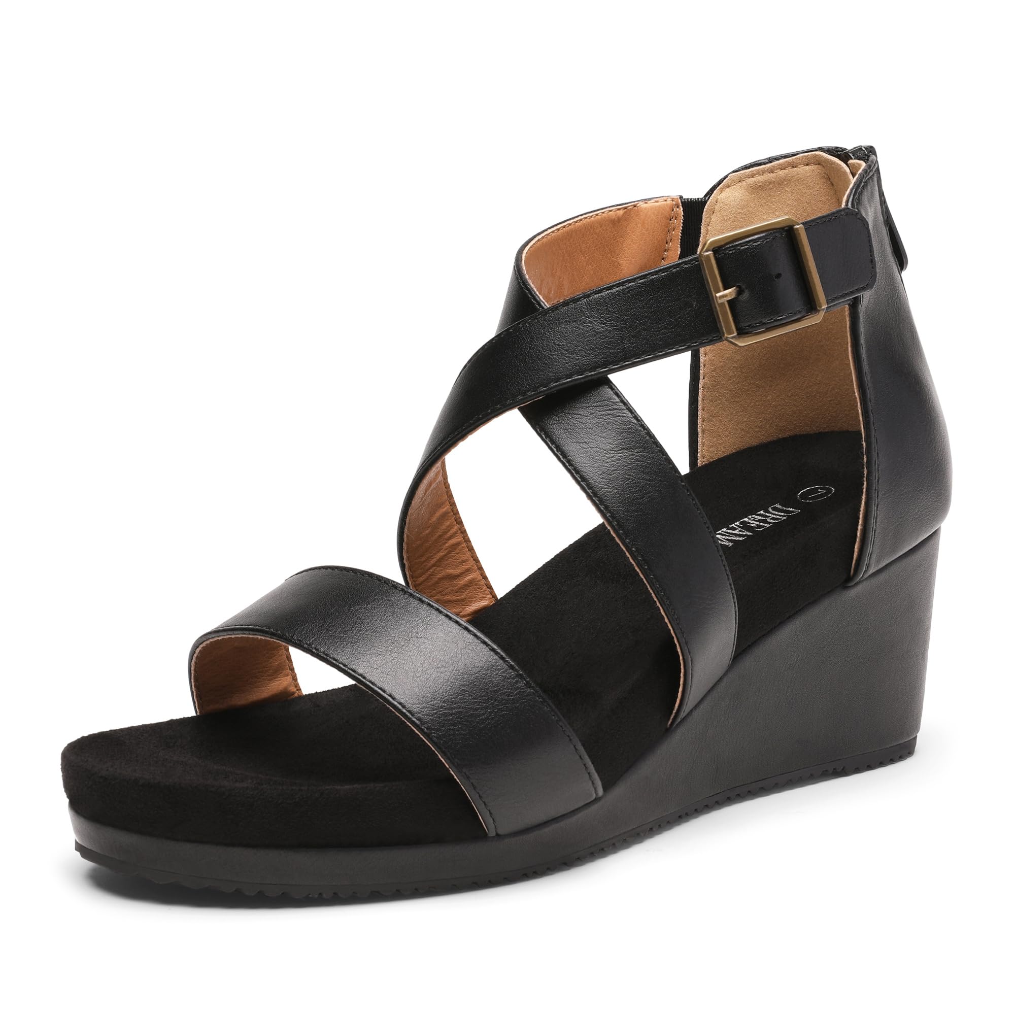 DREAM PAIRS Women's Open Toe Buckle Ankle Strap Summer Platform Wedge Sandals