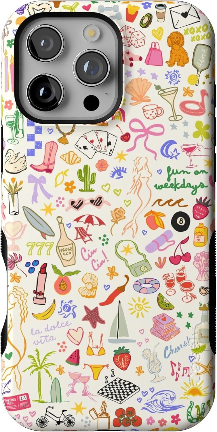 Casely iPhone 16 Pro Max Case | All The Fun Things | Fun on Weekdays | Bold Protective Design | Compatible with MagSafe