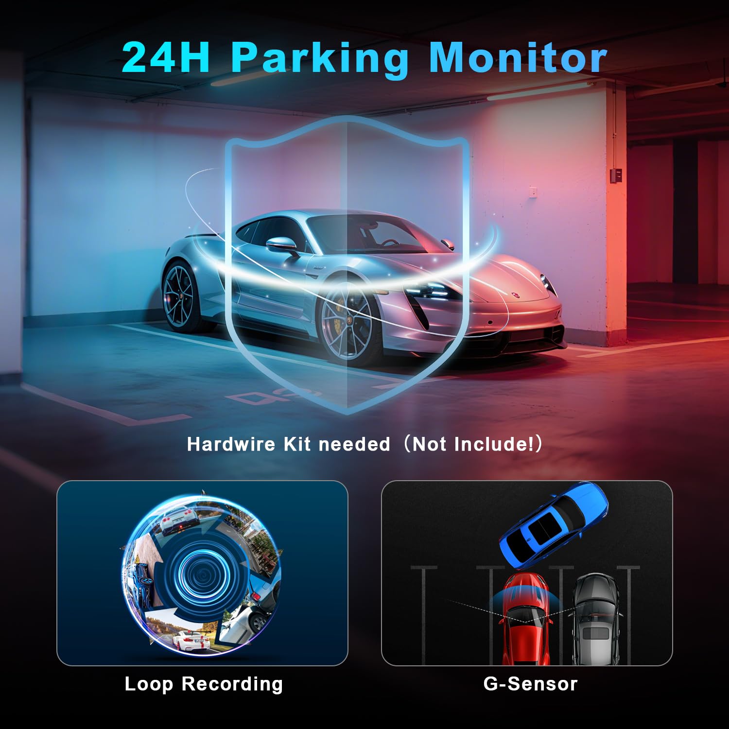 BOOGIIO Dash Cam Front and Rear with 64GB SD Card, 4K Dash Camera for Cars with APP, 5G WiFi Car Camera, Built-in G-Sensor, 170° Wide Angle, Night Vision, 24H Parking Mode,Loop Recording,3" IPS Screen