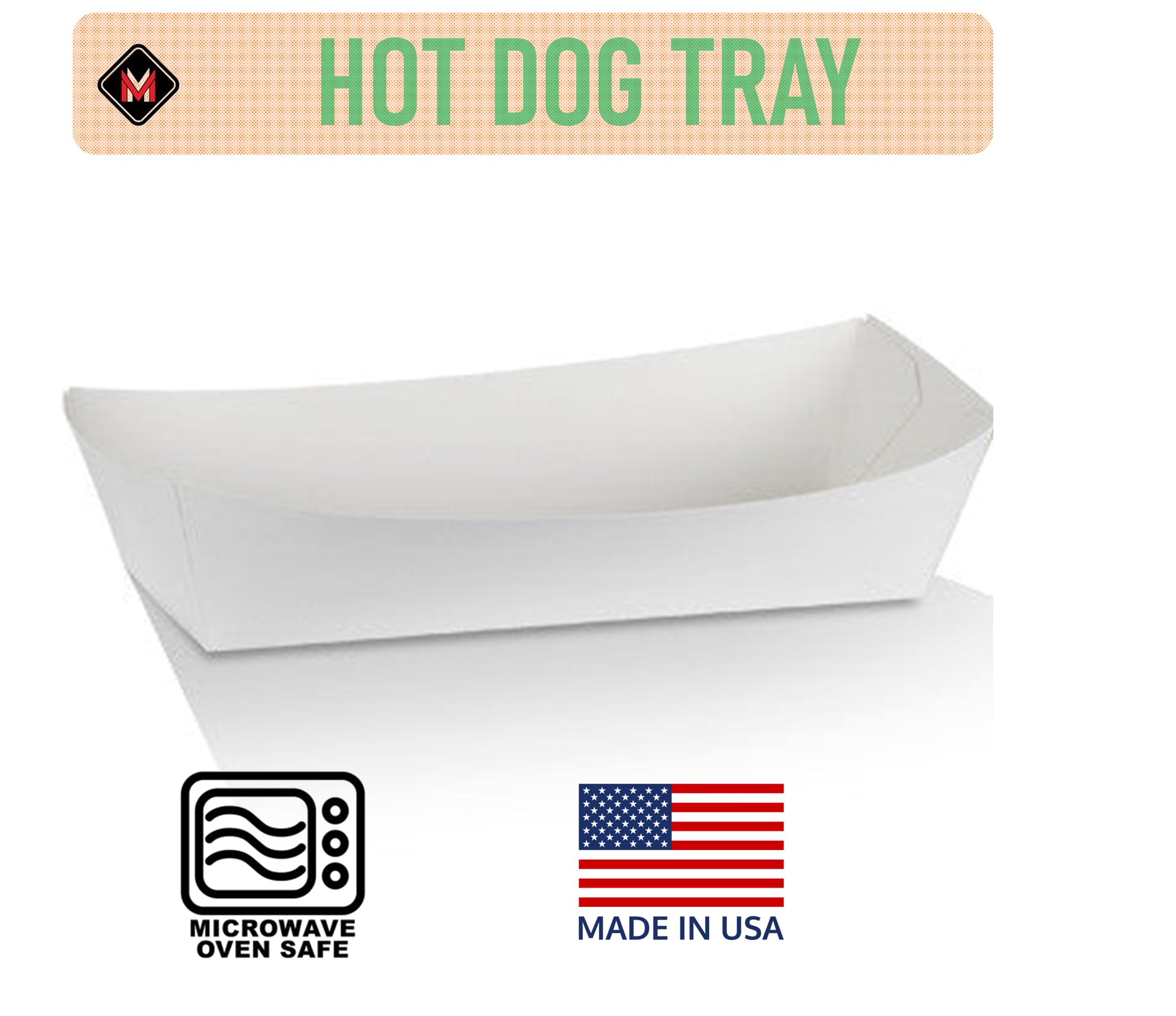 Mr Miracle 7 Inch Paper Hot Dog Tray in Kraft Paper. Pack of 25. Disposable, Recyclable and Fully Biodegradable. Made in USA