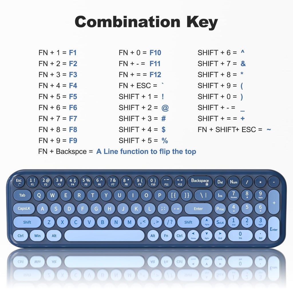 MOFII Wireless Keyboard and Mouse Combo, Compact Typewriter Retro Round Computer Keyboard and Mouse Set, Plug and Play, for Windows, Computer, Desktop, PC, Notebook - Black Green Gradient