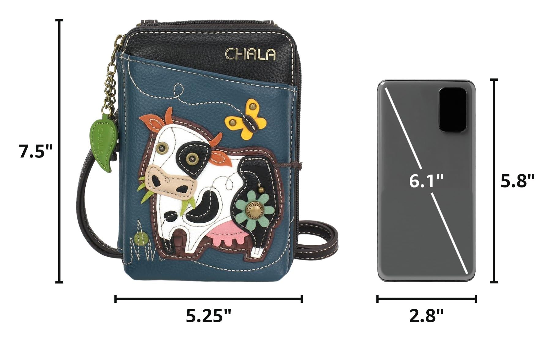 CHALA Wallet Crossbody Cell Phone Purse - Women Faux Leather Multicolor Handbag with Adjustable Strap
