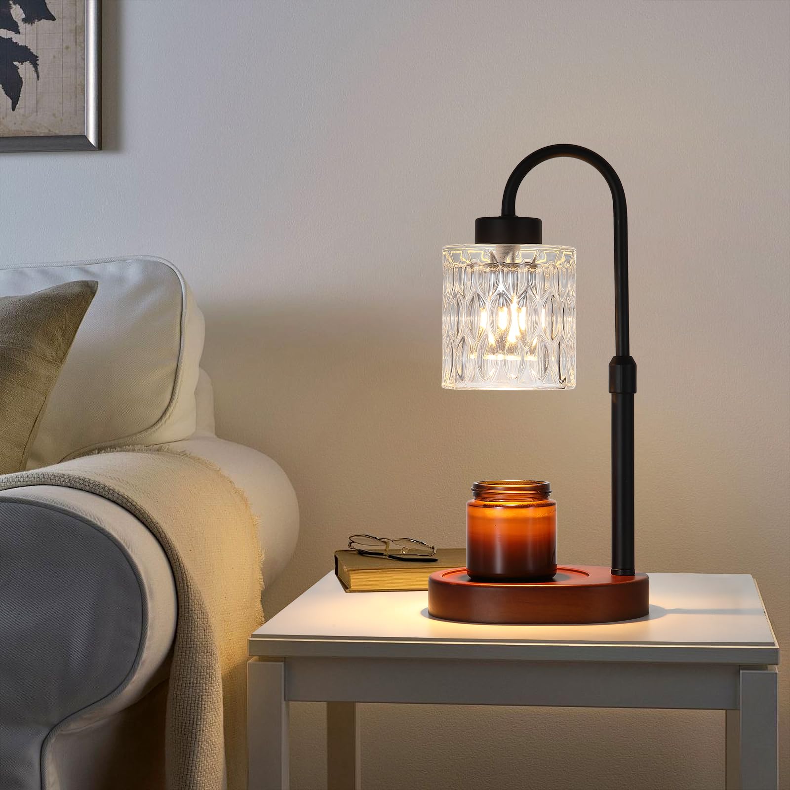 MEIXISUE Candle Warmer Lamp with Timer and Dimmer,Electric Amber Light Gifts for Women Melt Wax Warmer Lamp with 2 Bulbs for Candle Jars House Warming New Home Decor