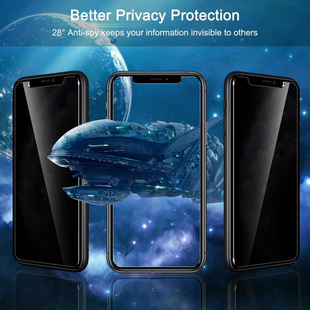 WHPXJY Privacy Screen Protector for iPhone 11 Pro Max & iPhone Xs Max (2 Pack), Tempered Glass Film with 28° Privacy Protection, Anti-Scratch, Easy Installation, Bubble-Free (Not for iPhone 11)