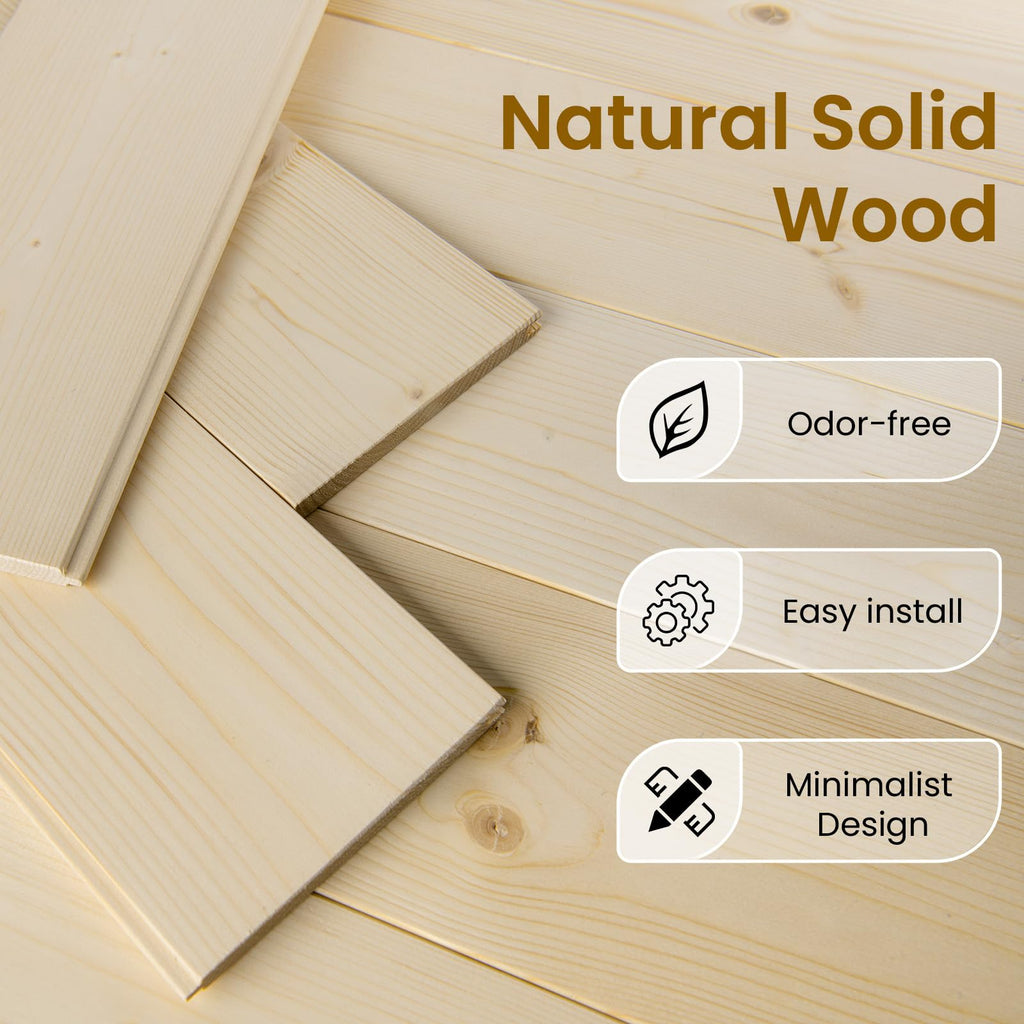 SmartStandard 24in x 80in Sliding Barn Wood Door Pre-Drilled Ready to Assemble, DIY Unfinished Solid Spruce Wood Panelled Slab, Interior Single Door Only, Natural, K-Frame (Fit 4FT Rail)