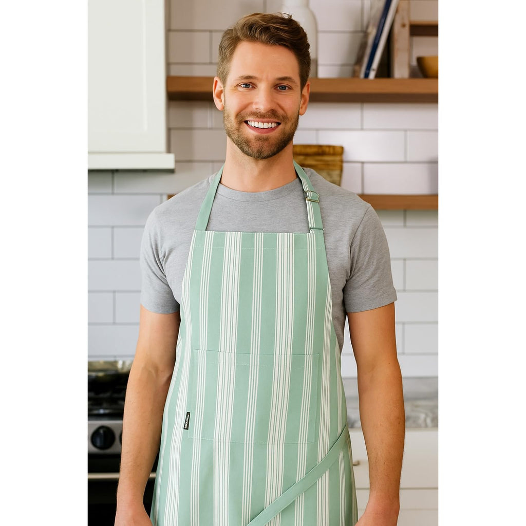 AMOUR INFINI Cotton Aprons for Women with Pocket, Adjustable Strap & Waist Ties - Washable Aprons for Baking, Cooking, Gardening (27.5 x 33 Inches - Blooming Floral)