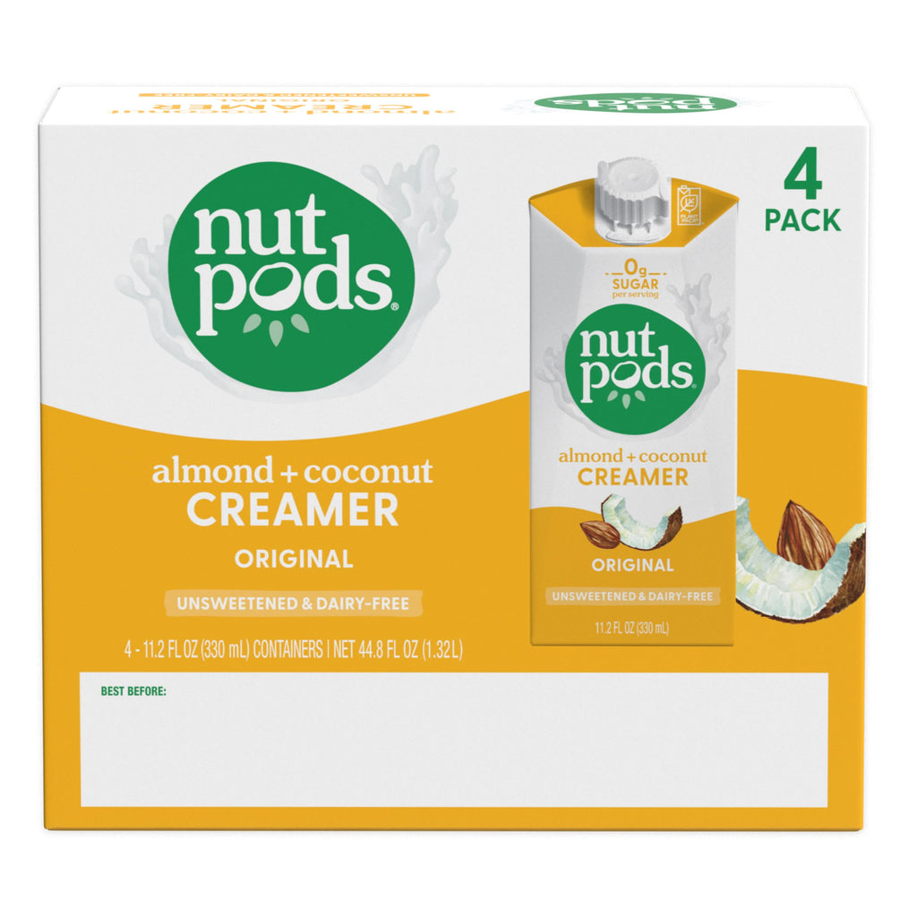 nutpods Original Coffee Creamer - Unsweetened Non Dairy Creamer Made from Almonds and Coconuts - Keto Creamer, Whole30, Gluten Free, Non-GMO, Vegan, Sugar Free, Kosher (4-Pack)