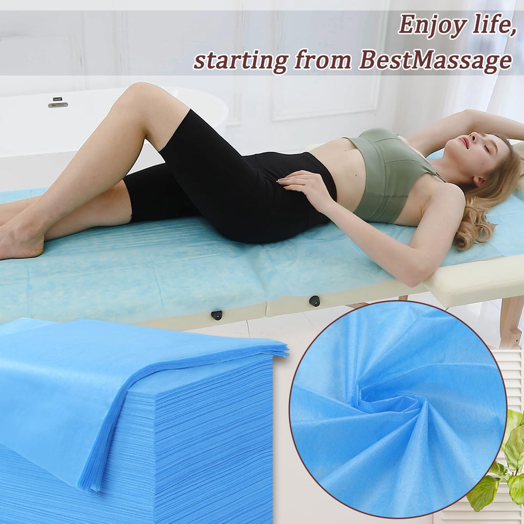 Disposable Bed Sheets 100 Pcs 31" x 71" Massage Table Sheets Non Woven Fabric SPA Bed Cover Breathable for Massage Beauty Tattoos（Black）