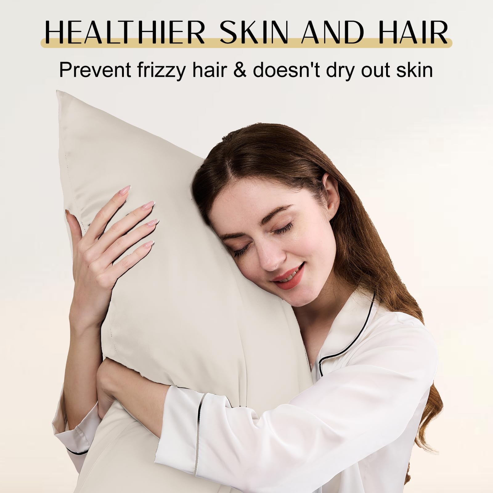 ZIMASILK Upgraded 100% 6A Grade Pure Mulberry Silk Pillowcase for Hair and Skin Silk Pillow Cases with Reinforced Hidden Zipper, More Soft & Durable, Gift Box (Standard 20"x26" Beige)