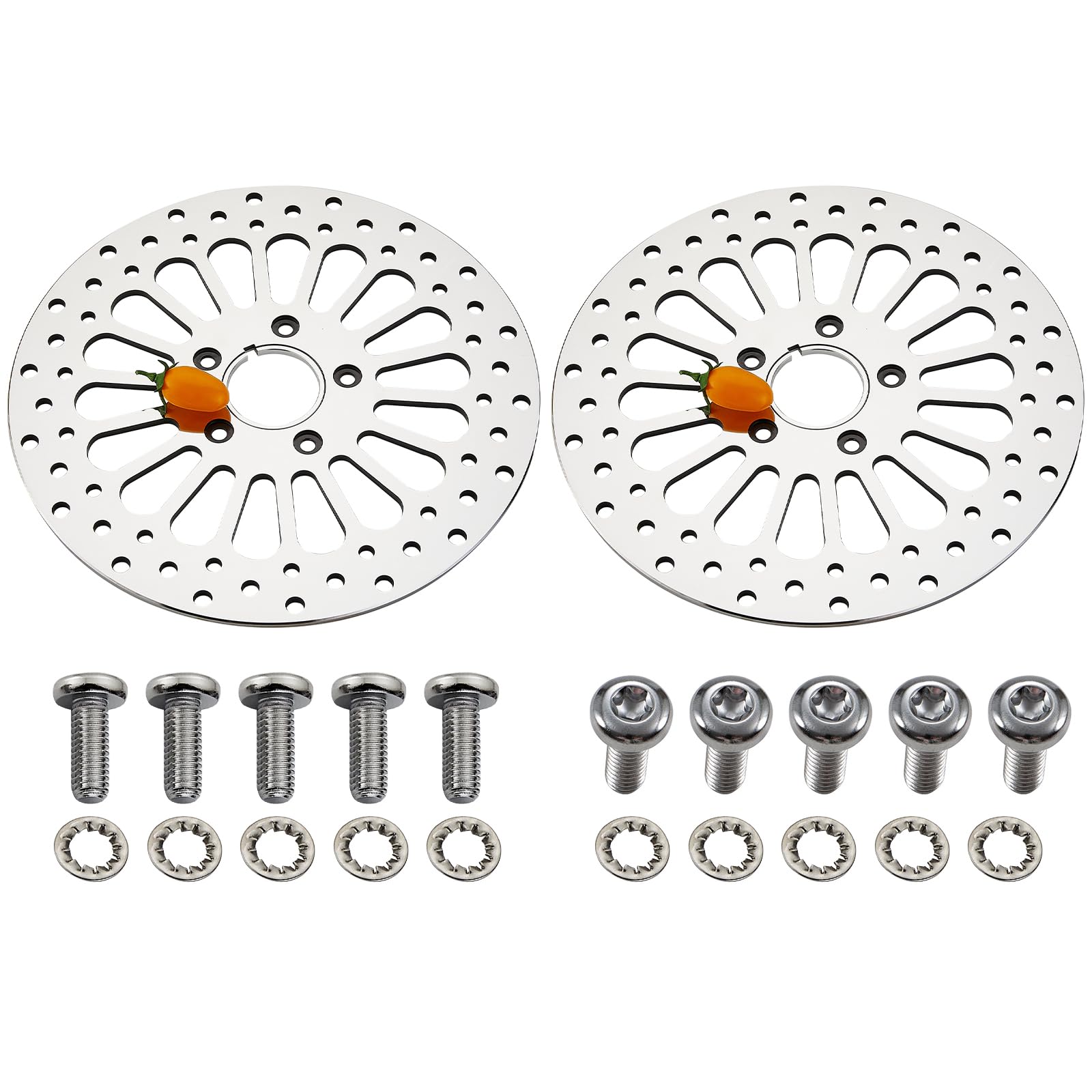 1 Piece Front Rotor and 1 Piece Rear Rotor 11.5'' set for Harley Davidson Touring Softail Sportster Dyna Early Super Glide Motorcycle,Heat Dissipation Mirror-Polished Stainless Steel Rotors