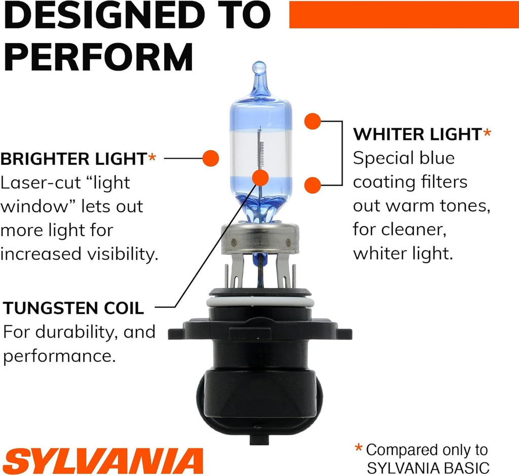 SYLVANIA - 9005 SilverStar Ultra - High Performance Halogen Headlight Bulb, High Beam, Low Beam and Fog Replacement Bulb, Brightest Down Road with Whiter Light, Tri-Band Technology (Contains 2 Bulbs)
