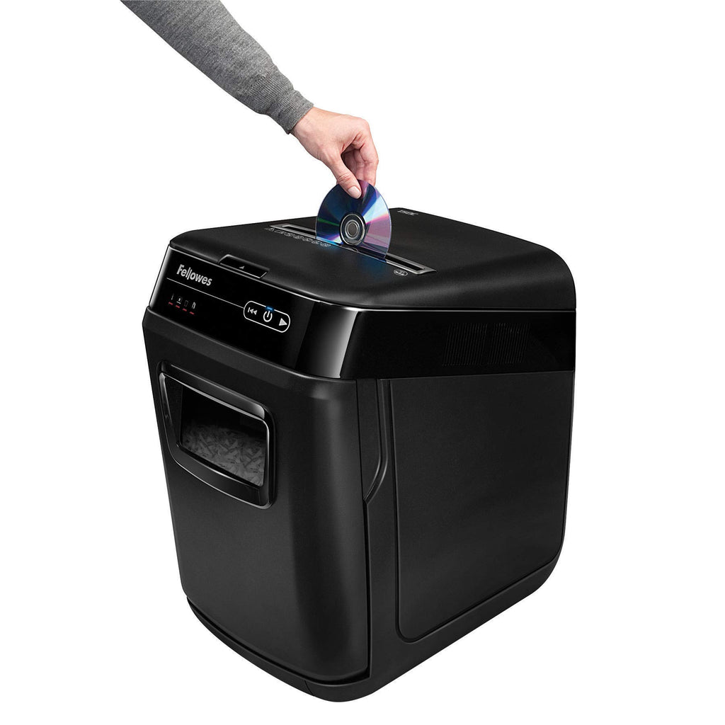 Fellowes AutoMax Micro-Cut 100M Commercial Office Auto Feed 2-in-1 Paper Shredder with 100-Sheet Capacity, Black