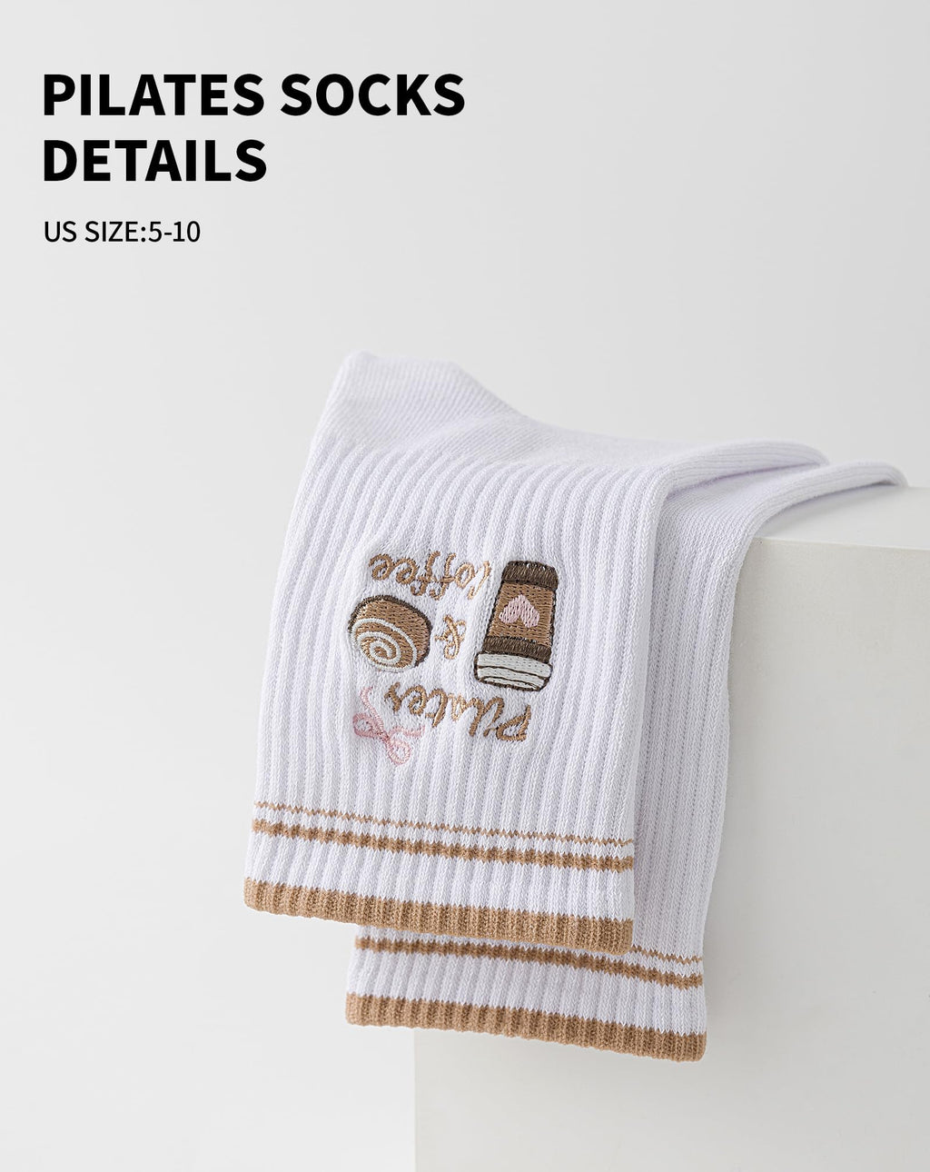 Yawlsow Pilates Grip Socks for Women Yoga Grippy Socks Cute Barre Non Skid Athletic Crew Sticky Sock Workout Hospital